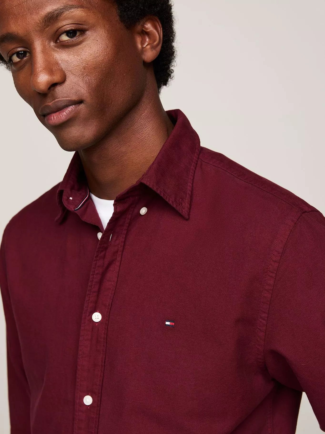 CAMISA MANGA CORTA GUINDA TOMMY HILFIGER